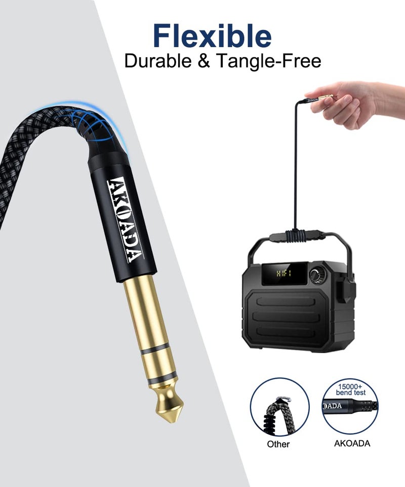 AkoaDa 1/4 Inch TRS Instrument Cable 10ft 2Pack 6.35mm Guitar Bass AMP Cord 6.35mm 1/4 TRS Balanced Stereo Audio Male to Male Cable for Electric Guitar,Bass,Keyboard,Mixer,Amplifier,Speaker - Image 4